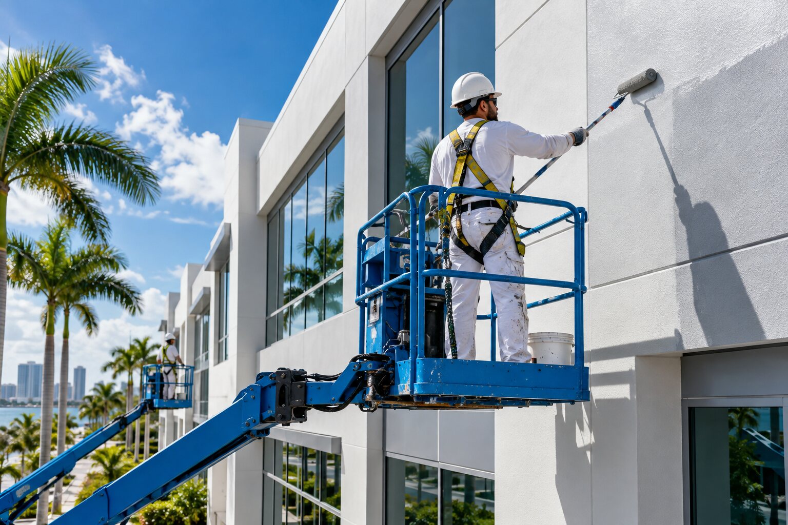 Professional commercial exterior coating application